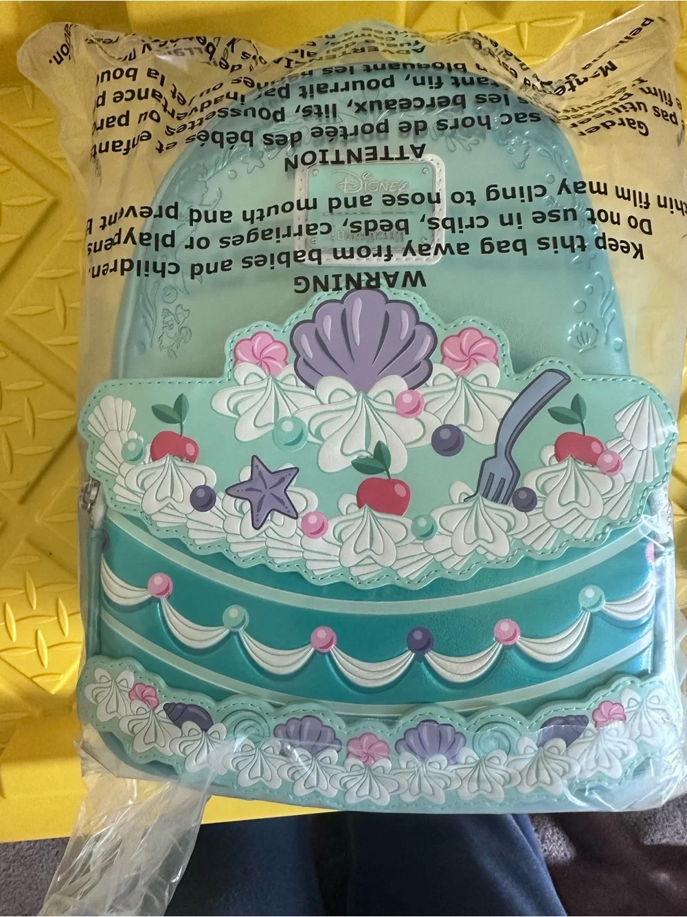 Disney Teal Mermaid Seashell Cake Backpack with Pink & Purple Accents